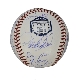 2008 Yankees Team-Signed Yankee Stadium Commemorative Baseball ( 35 Sigs, L.E. #225/400) (MLB Auth and Steiner)